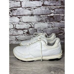 ECCO White Leather Lace Up Casual Spikeless Golf Shoes Men Sz 42EU/9M US